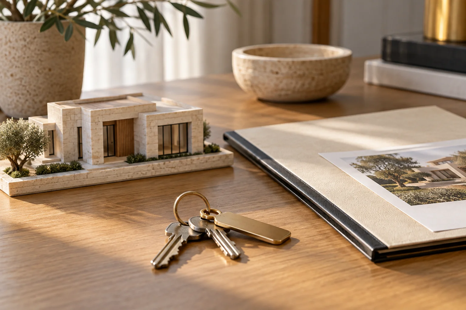 House keys and a home model representing secured financing
